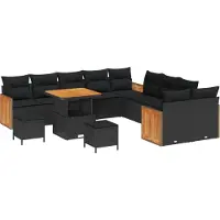 vidaXL Tuinbank Set 13 st 12-Aantal zitplaatsen Zwart