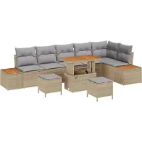 vidaXL Tuinbank Set 9 st 8-Aantal zitplaatsen Beige en Lichtgrijs