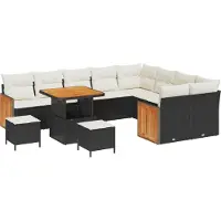 vidaXL Tuinbank Set 12 st 12-Aantal zitplaatsen Zwart en Crème