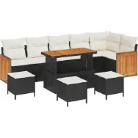 vidaXL Tuinbank Set 10 st 10-Aantal zitplaatsen Zwart en Crème