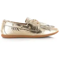 DWRS Label latty fringes crackled champagne mocassins dames