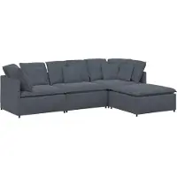 vidaXL Modulaire bank met voetenbank en kussens fluweel donkergrijs