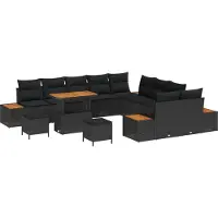vidaXL Tuinbank Set 13 st 12-Aantal zitplaatsen Zwart