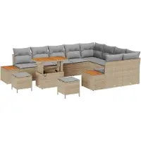 vidaXL Tuinbank Set 12 st 11-Aantal zitplaatsen Beige en Lichtgrijs