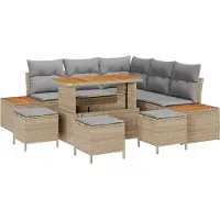 vidaXL Tuinbank Set 9 st 8-Aantal zitplaatsen Beige en Lichtgrijs