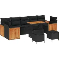 vidaXL Tuinbank Set 10 st 10-Aantal zitplaatsen Zwart