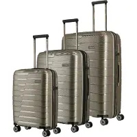 Travelite Air Base 4 wielen Kofferset 3-delig met uitbreidingsplooi goudkleurig