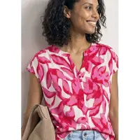 Street One Dames Shirt met knoopsluiting en print - Wit - 36