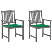 vidaXL Tuinstoelen 2 st met kussens massief acaciahout grijs