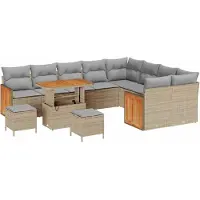 vidaXL Tuinbank Set 12 st 12-Aantal zitplaatsen Beige en Lichtgrijs