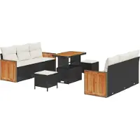 vidaXL Tuinbank Set 9 st 8-Aantal zitplaatsen Zwart en Crème