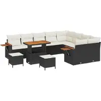 vidaXL Tuinset met 12 zitplaatsen, zwart, van polyrotan
