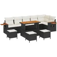 vidaXL Tuinbankenset 10 st Zwart poly rattan