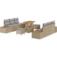 vidaXL Tuinbank Set 9 st 8-Aantal zitplaatsen Beige en Lichtgrijs