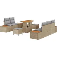 vidaXL Tuinbank Set 8 st 7-Aantal zitplaatsen Beige en Lichtgrijs