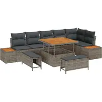 vidaXL Tuinbank Set 9 st 8-Aantal zitplaatsen Grijs