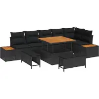 vidaXL Tuinbank Set 9 st 8-Aantal zitplaatsen Zwart