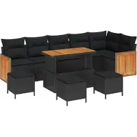 vidaXL Tuinbank Set 10 st 10-Aantal zitplaatsen Zwart