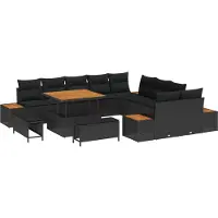 vidaXL Tuinbank Set 13 st 12-Aantal zitplaatsen Zwart