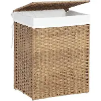 Mazazu MIRA Home - Handgeweven wasmand - Wassorteerder - Verwijderbare voeringzak - Licht bruin - 68x52.6x7.2