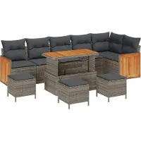 vidaXL Tuinbank Set 10 st 10-Aantal zitplaatsen Grijs