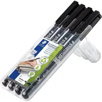Staedtler Lumocolor Universal F Permanentmarker 97% Gerecycled Fijn Ronde punt 0,6 mm Zwart Navulbaar 4 Stuks