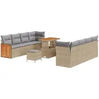 vidaXL Tuinbank Set 11 st 11-Aantal zitplaatsen Beige en Lichtgrijs