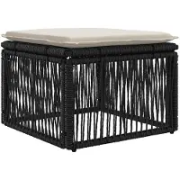 vidaXL voetensteun Zwart poly rattan