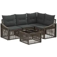 vidaXL Tuinbank Set 5 st Grijs poly rattan