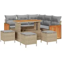 vidaXL Tuinbank Set 9 st 9-Aantal zitplaatsen Beige en Lichtgrijs