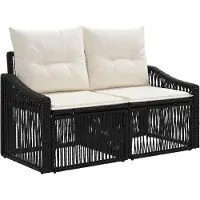vidaXL Tuinbank Set 10 pcs Zwart poly rattan