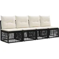vidaXL Tuinbank Set 9 pcs Zwart poly rattan