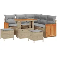 vidaXL Tuinbank Set 8 st 8-Aantal zitplaatsen Beige en Lichtgrijs