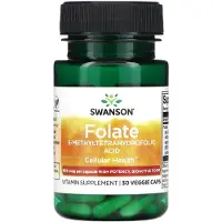 Swanson Health Folaat (5-Methyltetrahydrofolinezuur), 800mcg - 30 vcaps