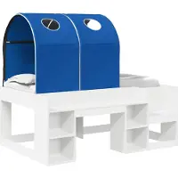 vidaXL Bed met Tunnel met plank 3 st Wit en Blauw Bewerkt hout