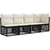vidaXL Tuinbank Set 10 pcs Zwart en Crème Wit poly rattan