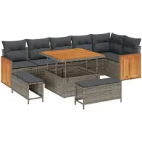 vidaXL Tuinbank Set 9 st 9-Aantal zitplaatsen Grijs
