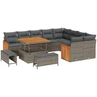 vidaXL Tuinset, 12 stuks, 12 zitplaatsen, grijs