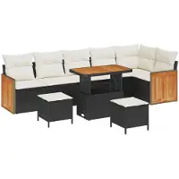 vidaXL Tuinbank Set 9 st 9-Aantal zitplaatsen Zwart en Crème