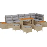 vidaXL Tuinbank Set 10 st 9-Aantal zitplaatsen Beige en Lichtgrijs