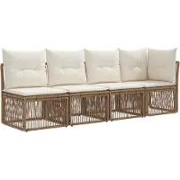 vidaXL Tuinbank Set 12 st Beige en Crème Wit poly rattan