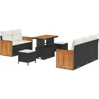 vidaXL Tuinbank Set 8 st 8-Aantal zitplaatsen Zwart en Crème