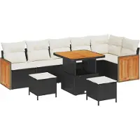 vidaXL Tuinbank Set 9 st 9-Aantal zitplaatsen Zwart en Crème