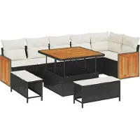 vidaXL Tuinbank Set 9 st 9-Aantal zitplaatsen Zwart en Crème