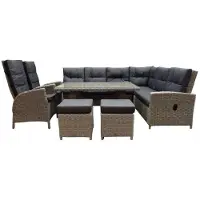 AVH-Collectie San Marino hoek dining loungeset verstelbaar 7-delig grijs rechts
