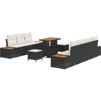 vidaXL Tuinbank Set 10 st 9-Aantal zitplaatsen Zwart en Crème