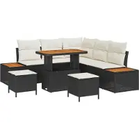 vidaXL Tuinbank Set 8 st 7-Aantal zitplaatsen Zwart en Crème