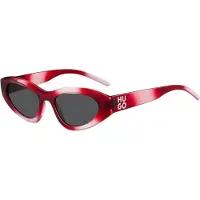 HUGO BOSS Rode zonnebril met tweedelige logo’s op de pootjes