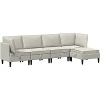 vidaXL Woonkamer Meubelset 5 st Crèmekleurig Fluweel