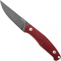 GiantMouse GMF2-P-R, Blackwashed N690, Red G10, Black Leather Sheath, vaststaand mes